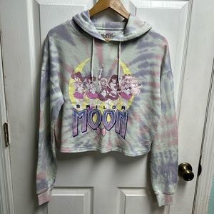 Sailor Moon Tie-Dye Cutoff Hoodie Small